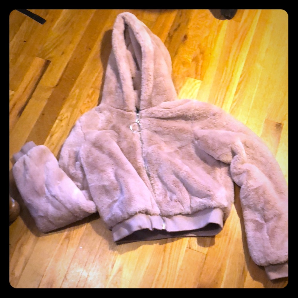 NWT Pink Faux Fur Forever21 Small Jacket With Hood